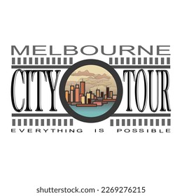 melbeurn city tour Colorful city skyline Australia and the Island country.vector