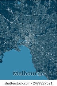 Melbourne, Australia artistic blueprint map poster