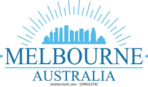 Melbourne Australia. Banner Design. City Skyline. Silhouette Vector. Famous Monuments.