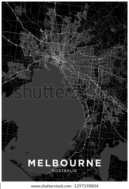 Melbourne Australia City Map Black White Stock Vector (royalty Free 