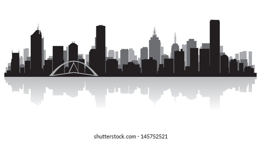 Melbourne Australia city skyline silhouette vector illustration 