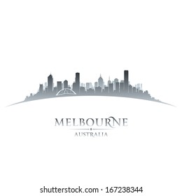 Melbourne Australia City Skyline Silhouette. Vector Illustration