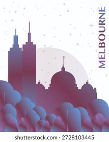 Melbourne, Australien Farbverlauf futuristische Poster. Vektor Wahrzeichen abstrakte Silhouette Grafik für Broschüre, vertikale Seite, Broschüre, Abdeckung