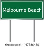 Melbourne Beach , Florida, road sign green vector illustration, road table, USA city

