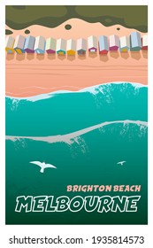 Melbourne, Brighton beach. Top view. Vector travel poster.