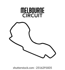 Circuito de Melbourne para automovilismo y autosport. Gran Premio de pista. Ilustración vectorial