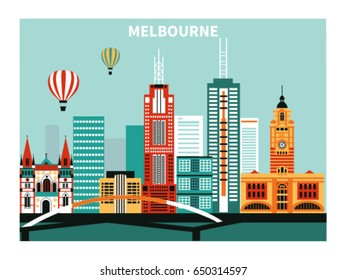 Melbourne city Australia. Vector