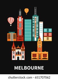 Melbourne city Australia. Vector