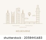 Melbourne city CBD line art style with high-rise buildings