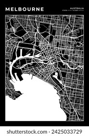 Melbourne City Map, Cartography Map, Street Layout Map