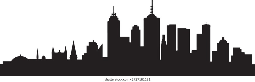 Horizonte de la ciudad de Melbourne. silueta negra de Vector de diseño

