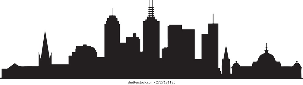 Horizonte de la ciudad de Melbourne. silueta negra de Vector de diseño
