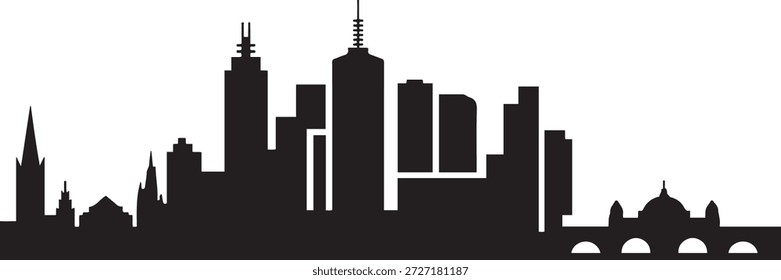 Horizonte de la ciudad de Melbourne. silueta negra de Vector de diseño
