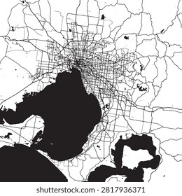 Melbourne city skyline vector illustration featuring Australian urban landmarks Yarra river and cityscape design