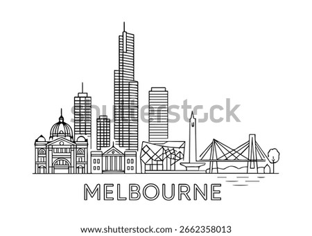 Melbourne city skyline vector on white background
Vector line city skyline