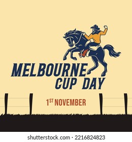 Melbourne Cup day, design, vector, editable, template, 1st November, creative, Event, sticker, riding, typography, banner. poster, flyer, Australia, editable, eps, horse, artwork, beautiful, creative.