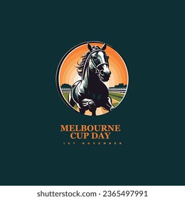 Logo del Día de la Copa Melbourne, ilustración vectorial.