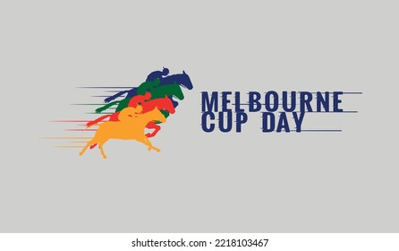 Melbourne Cup Day typography, logo, Vector illustration. It's one of the most famous races in the world. The first Tuesday of November marks the Melbourne Cup.