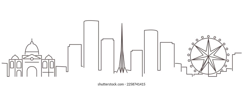 Melbourne Dark Line Simple Minimalist Skyline With White Background