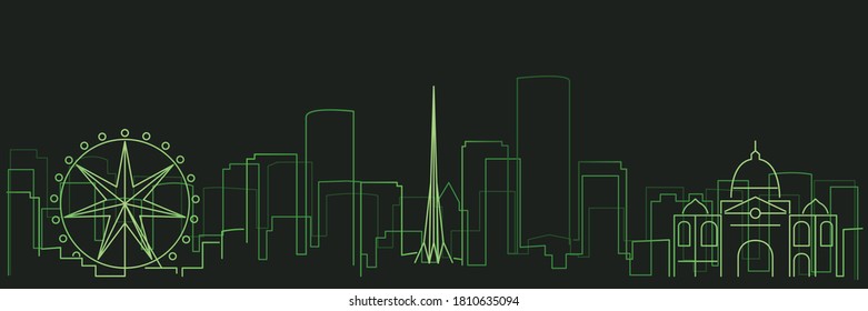 Melbourne Futurist Technology Light Trace Skyline