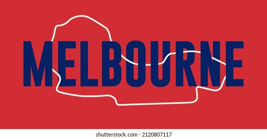 Melbourne Grand Prix Race Track. Circuit For Motorsport And Autosport. Vector Illustration.