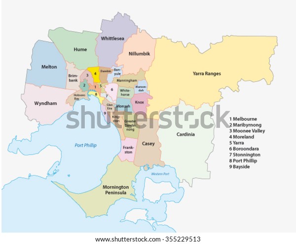 Melbourne Metro Area Administrative Map Stock Vector ...