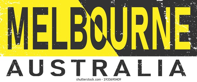 Melbourne, phrase. Concept of simple text for typography poster, sticker design, apparel print, greeting card or postcard. Graphic slogan isolated on white background. Vector illustration