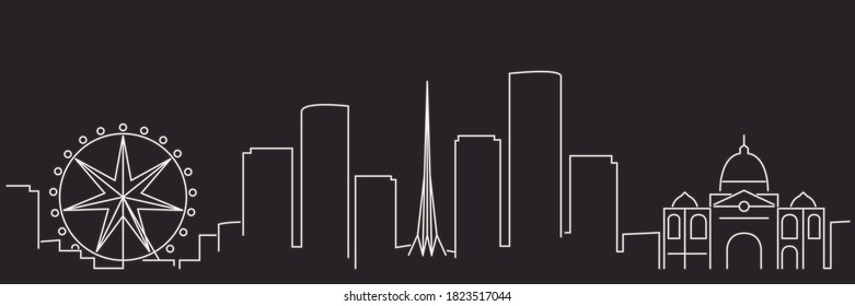 Melbourne Single Line Simple Minimalist Skyline