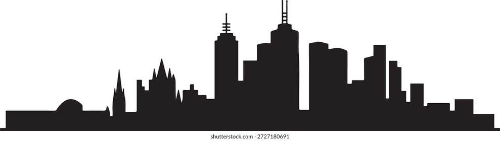 Horizonte de Melbourne. silueta negra de Vector de diseño
