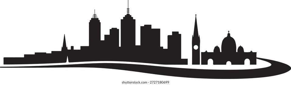 Horizonte de Melbourne. silueta negra de Vector de diseño
