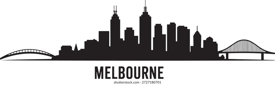 Horizonte de Melbourne. silueta negra de Vector de diseño
