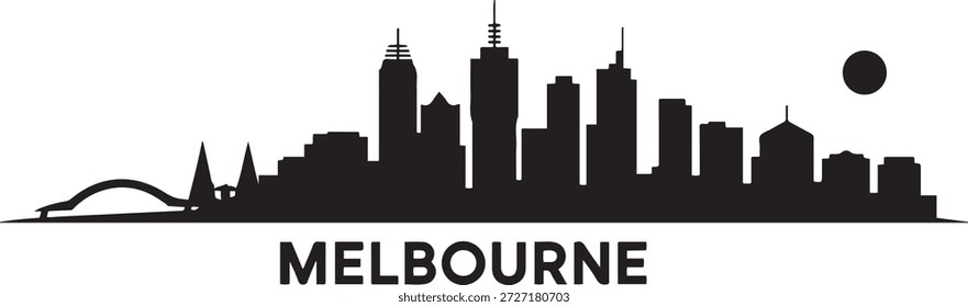 Horizonte de Melbourne. silueta negra de Vector de diseño
