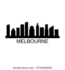 Melbourne skyline illustrated in vector on white background