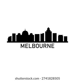 Melbourne skyline illustrated in vector on white background