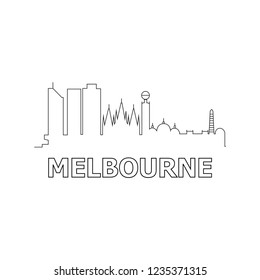 Melbourne skyline and landmarks silhouette black vector icon. Melbourne panorama. Australia