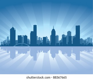 Melbourne skyline with reflection in water