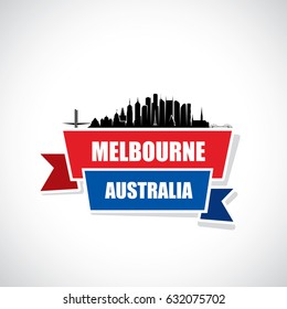 Melbourne skyline - ribbon banner - Australia - vector illustration
