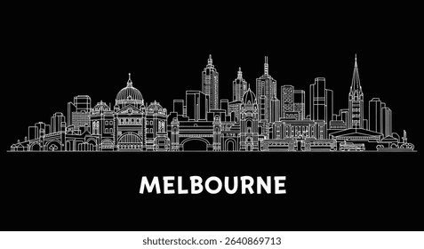 Melbourne skyline vector with Australia cityscape.