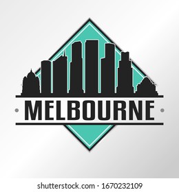 Melbourne VIC, Australia Skyline Logo. Adventure Landscape Design Vector Illustration.