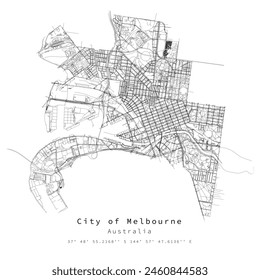 Melbourne,Australia,Urban detail Streets Roads Map,vector element template image for marketing ,product ,wall art and poster prints.