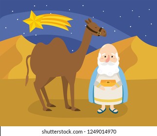 melchior magician king with gold and camel