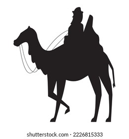 melchior wise man in camel silhouette icon