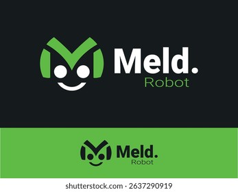 meld robot logo design concept robot logo design letter m