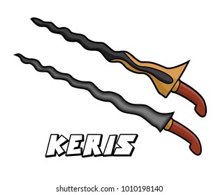 melee weapon keris model cartoon design illustration