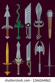 melee weapon set for computer games vector