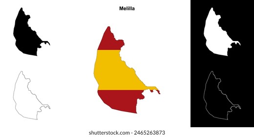 Melilla blank outline map set
