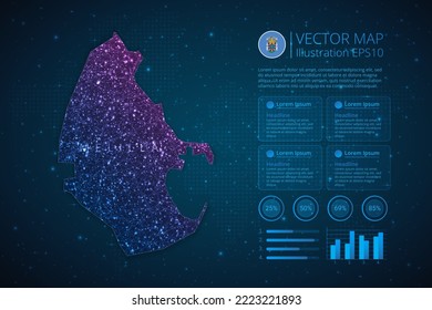 Melilla map infographics template for diagram, graph, presentation and chart with abstract geometric mesh polygonal light concept on blue background. Vector Illustration EPS10.