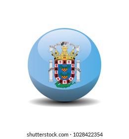Melilla national circle button flag background texture. Vector illustration.