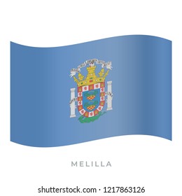 Melilla waving flag vector icon. National symbol of Melilla. Vector illustration isolated on white.