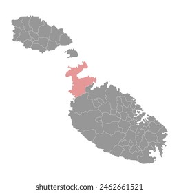 Mellieha District map, administrative division of Malta. Vector illustration.